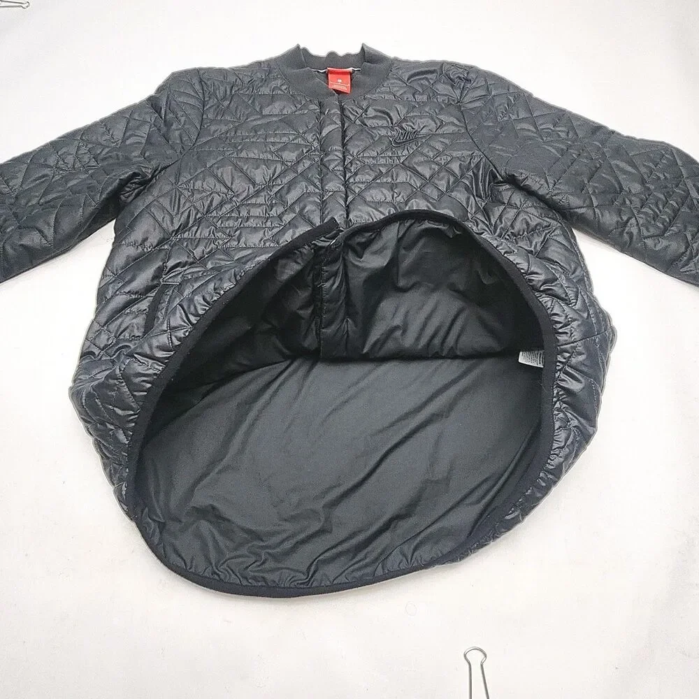 Nike Jacket Primaloft Quilted Black Snap Women Sz Large Lightweight Polyester